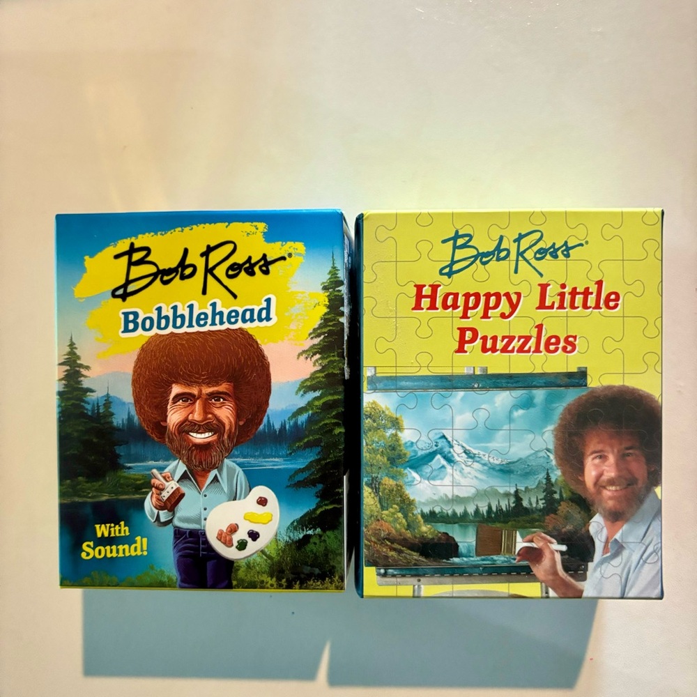 NEW Bob Ross Bobblehead And Mini Puzzles Sealed In Package Sound Paintings Art